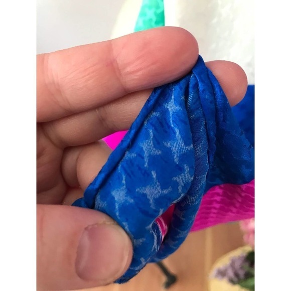 70s Brijo Silk Maxi Dress Column Blue Pink Teal Vintage Designer - Picture 6 of 8